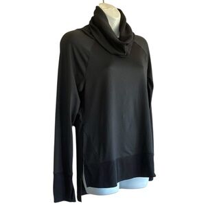 VSX VICTORIA'S SECRET SPORT Black Cowl Neck Sweater, mesh shoulder insets. XS